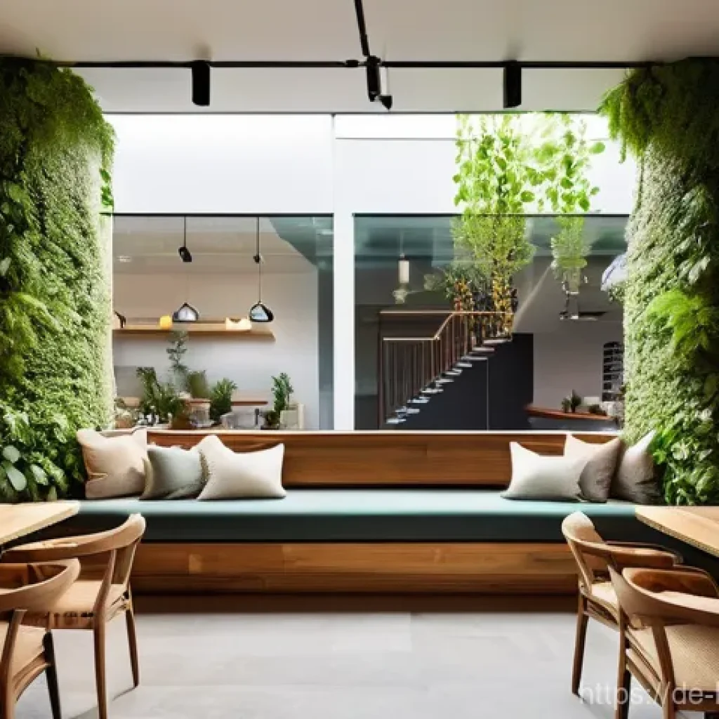 바이오필릭 디자인의 광고 효과 분석 - **Prompt 1: Cozy Biophilic Cafe Experience**
A vibrant, inviting cafe interior filled with abund...
