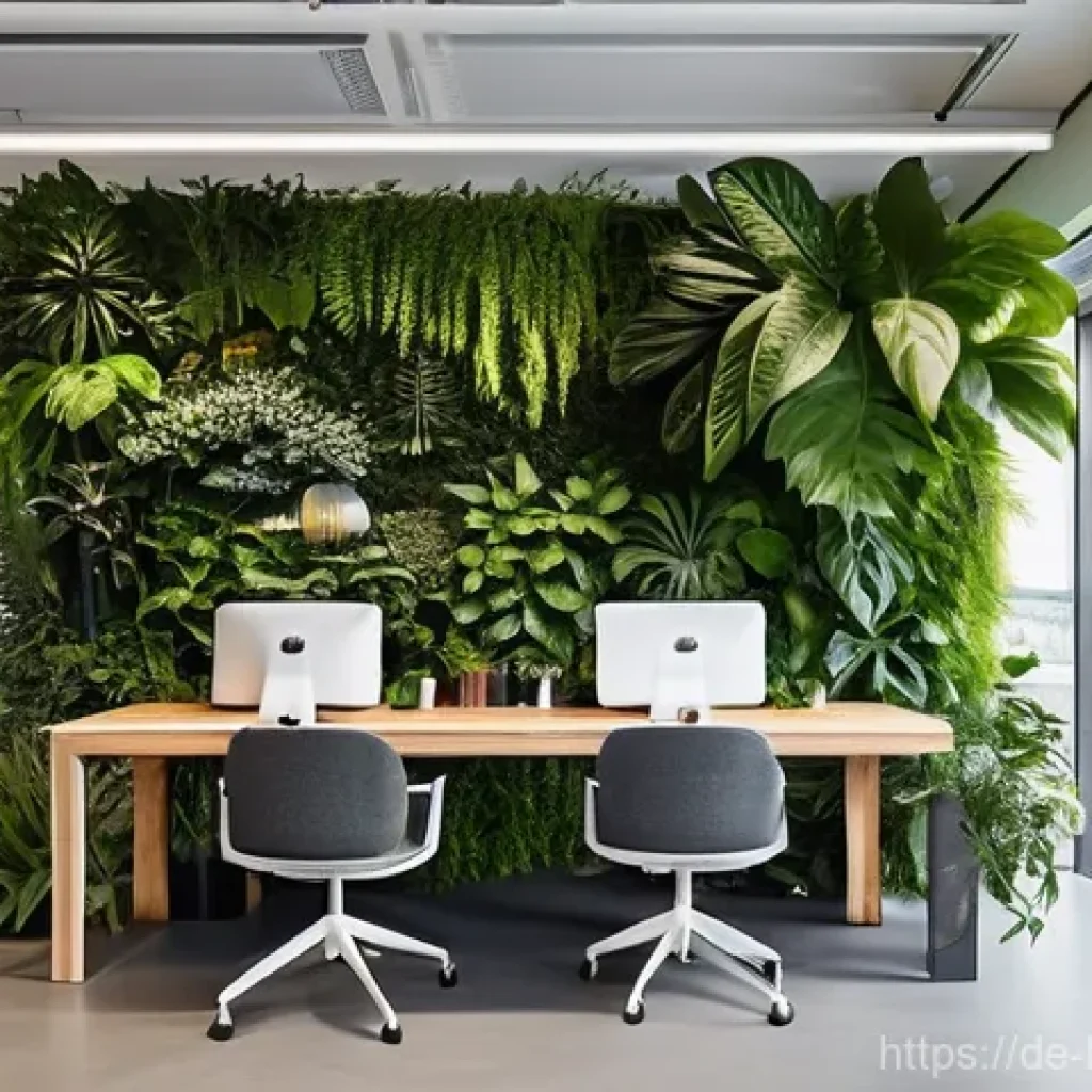 바이오필릭 디자인을 통한 고객 경험 개선 전략 - **Biophilic Office Space for Enhanced Productivity:** A brightly lit, modern open-plan office in a G...