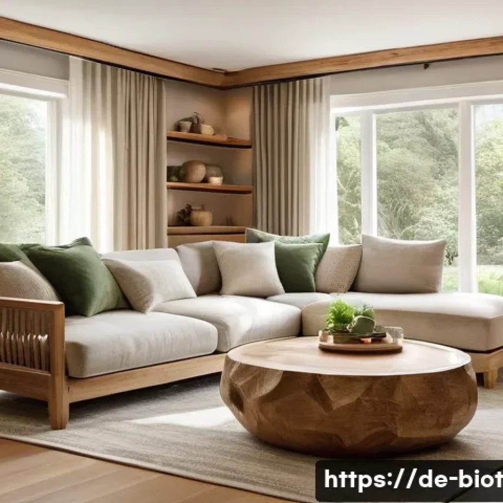 바이오필릭 디자인을 위한 최적의 재료 선택하기 - A cozy living room interior featuring a combination of natural oak and maple wood furnishings with v...