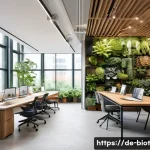 Home 16 바이오필릭 디자인의 시장 동향 및 예측 - A modern German office interior designed with biophilic principles, featuring large natural wood sur...