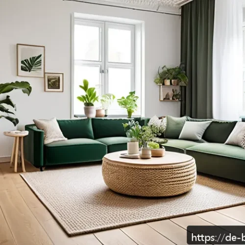 Home 15 바이오필릭 디자인과 사용자 맞춤형 경험 - A cozy modern living room in a German urban apartment, featuring a few well-placed lush green indoor...